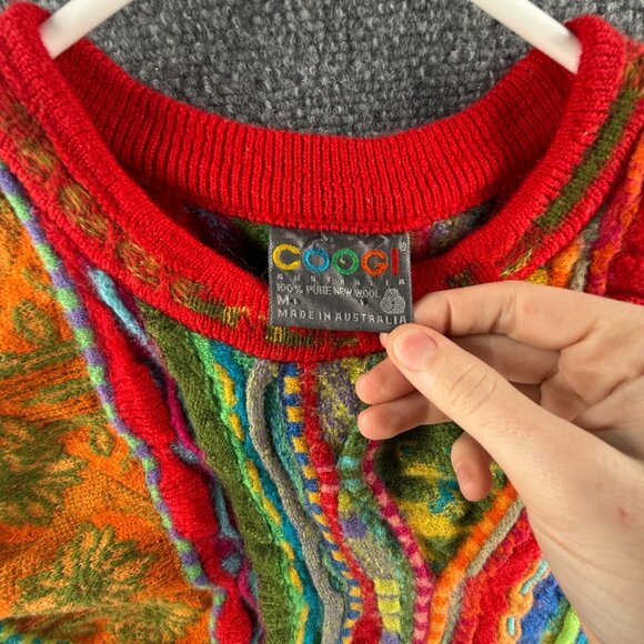 COOGI Australia Pure New Wool Sweater Colorful Red Crew Neck Pullover Medium - Picture 11 of 16